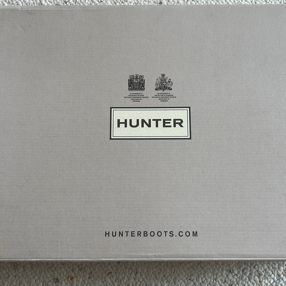 Hunter boots. Size 8. Swamp green color. Original tall gloss style.